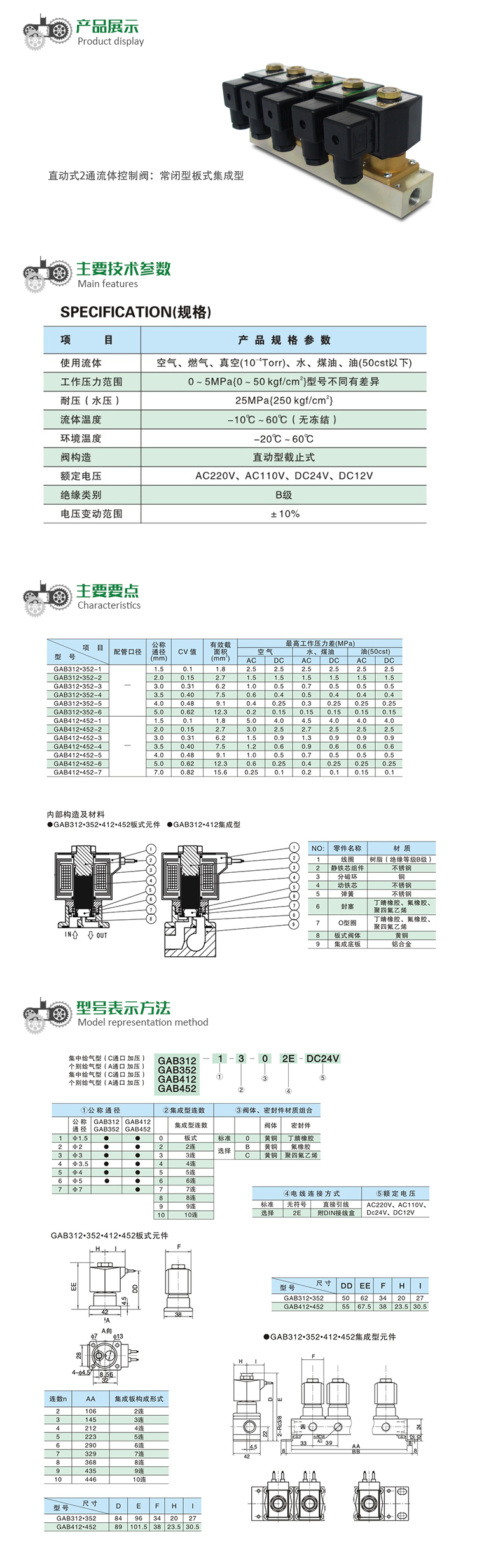 直动式2通流体控制阀